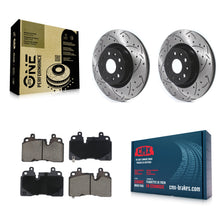 Load image into Gallery viewer, Front Coated Drilled Slotted Disc Brake Rotor &amp; Ceramic Pad Kit For Cadillac CT6