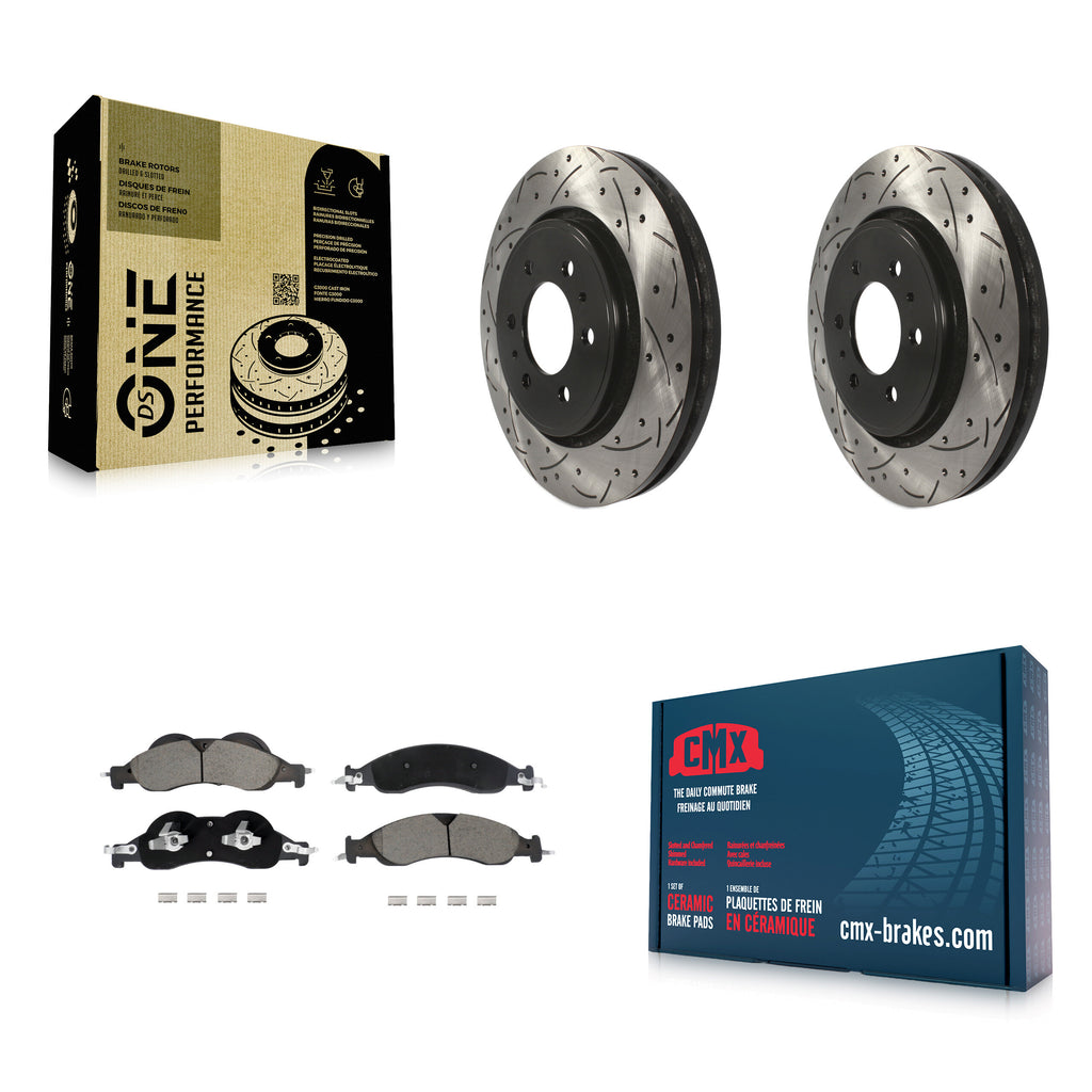 Front Drilled Slot Disc Brake Rotors Ceramic Pad Kit For Ford Expedition Lincoln