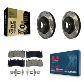 Front Drill Slot Brake Rotor Ceramic Pad Kit For Ford Mustang With Brembo Brakes