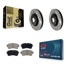 Load image into Gallery viewer, Front Drilled Slot Disc Brake Rotors Ceramic Pad Kit For 2018 Jaguar E-Pace S/SE