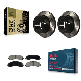 Rear Drilled Slot Disc Brake Rotor & Ceramic Pad Kit For 2019-2022 Ram 2500 3500