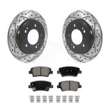 Rear Coated Drilled Slotted Disc Brake Rotor Ceramic Pad Kit For Hyundai Elantra
