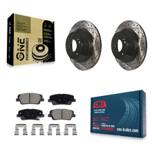 Charger l'image dans la galerie, Rear Drilled Slot Brake Rotors Ceramic Pad Kit For Hyundai Santa Fe Sport Kia XL