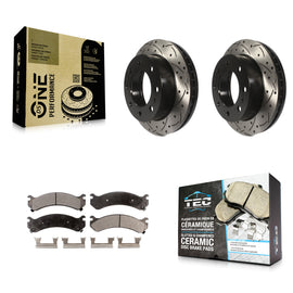 Front Drill Slot Brake Rotor Ceramic Pad Kit For Chevrolet Silverado 2500 HD GMC