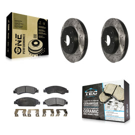 Front Drill Slot Brake Rotor Ceramic Pad Kit For Chevrolet Tahoe GMC Suburban XL