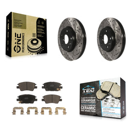 Front Drilled Slot Brake Rotors Ceramic Pad Kit For Chevrolet Cruze Volt Bolt EV
