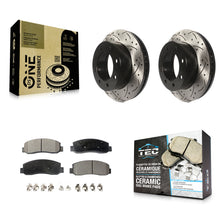 Charger l'image dans la galerie, Front Drilled Slot Brake Rotor &amp; Ceramic Pad Kit For Ford F-250 Super Duty F-350