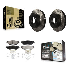 Charger l'image dans la galerie, Front Drilled Slot Brake Rotor &amp; Ceramic Pad Kit For Ford F-450 Super Duty F-550