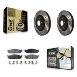[Front] 2009-2010 Lincoln MKS Performance Drilled & Slotted Brake Rotor & Ceramic Pads Kit For Max Braking