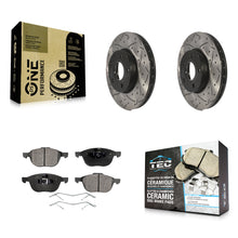 Charger l'image dans la galerie, Front Coated Drilled Slot Disc Brake Rotors Ceramic Pad Kit For Ford Focus C-Max