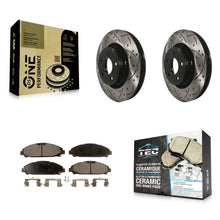 Load image into Gallery viewer, Front Coated Drilled Slotted Disc Brake Rotor &amp; Ceramic Pad Kit For Ford Mustang