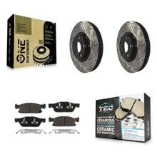 Load image into Gallery viewer, Front Coated Drilled Slotted Disc Brake Rotors And Ceramic Pad Kit For Ford Edge