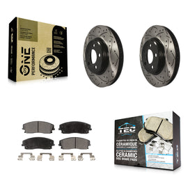 Front Drill Slot Disc Brake Rotor Ceramic Pad Kit For Dodge Charger Chrysler 300