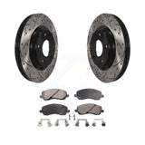 Front Drilled Slot Brake Rotor Ceramic Pad Kit For Jeep Dodge Patriot Mitsubishi