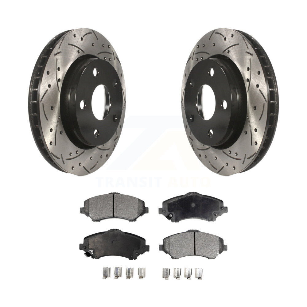 Kit de plaquettes en céramique pour rotors de frein à disque à fente forée avec revêtement avant pour Jeep Wrangler JK 