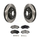 Front Coated Drilled Slot Disc Brake Rotors Ceramic Pad Kit For Jeep Wrangler JK