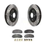 Front Coated Drill Slot Disc Brake Rotor Ceramic Pad Kit For Dodge Grand Caravan