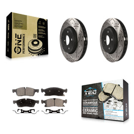 Front Drill Slot Disc Brake Rotors Ceramic Pad Kit For Jeep Grand Cherokee Dodge