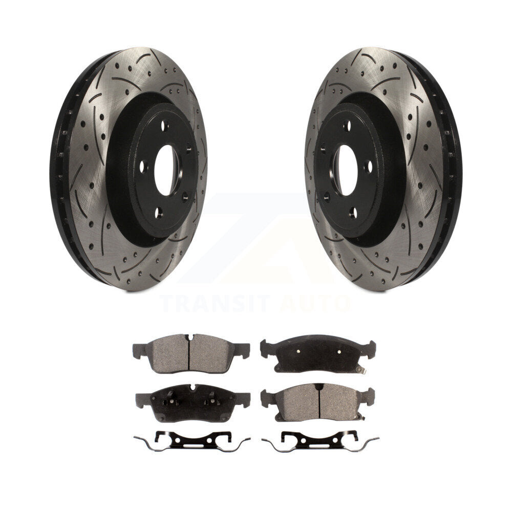 Kit de plaquettes de frein en céramique, Rotors de frein à fente avant percés pour Jeep Grand Cherokee Dodge WK 