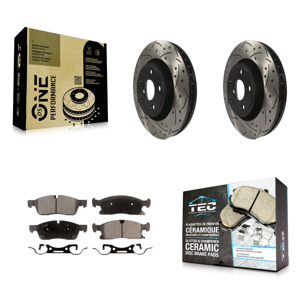 Kit de plaquettes de frein en céramique, Rotors de frein à fente avant percés pour Jeep Grand Cherokee Dodge WK 