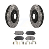 Front Drilled Slot Disc Brake Rotors Ceramic Pad Kit For Dodge Dart Chrysler 200