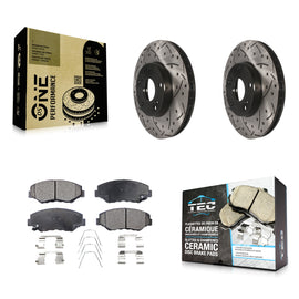 Front Drill Slot Brake Rotors Ceramic Pad Kit For Honda Accord Civic Element Fit