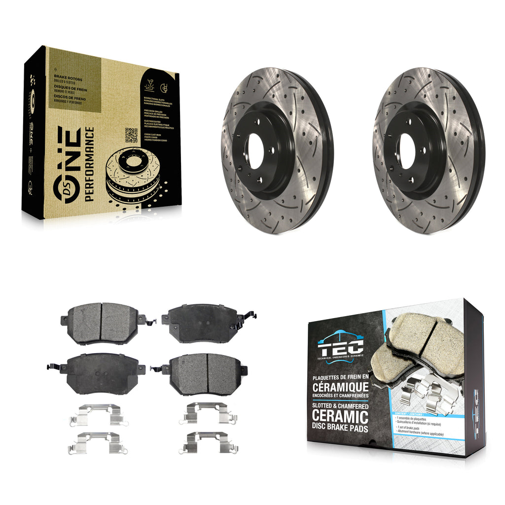 Rotor de frein à fente percée avant et Kit de plaquettes en céramique pour Nissan Murano Altima Maxima 