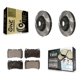 Front Drilled Slot Disc Brake Rotor & Ceramic Pad Kit For Subaru Impreza WRX STI