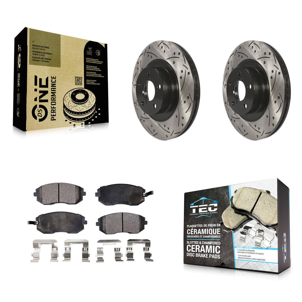 Front Drill Slot Brake Rotors Ceramic Pad Kit For Subaru Outback Forester Legacy
