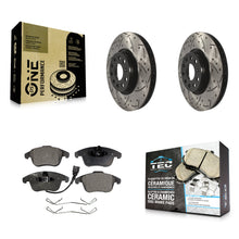 Charger l'image dans la galerie, Front Drilled Slot Brake Rotor Ceramic Pad Kit For Volkswagen Passat Tiguan Audi
