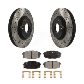 Front Coat Drill Slot Disc Brake Rotor Ceramic Pad Kit For Kia Forte Koup Forte5