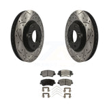Front Drill Slot Brake Rotor Ceramic Pad Kit For Hyundai Veloster Kia Forte Koup
