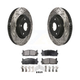 Front Drill Slot Brake Rotor Ceramic Pad Kit For Toyota Camry Lexus ES350 Avalon