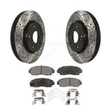 Front Drilled Slot Brake Rotor & Ceramic Pad Kit For Honda CR-V Crosstour Accord