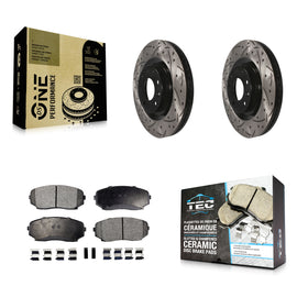 Front Drilled Slot Brake Rotor & Ceramic Pad Kit For Ford Edge Lincoln MKX Mazda