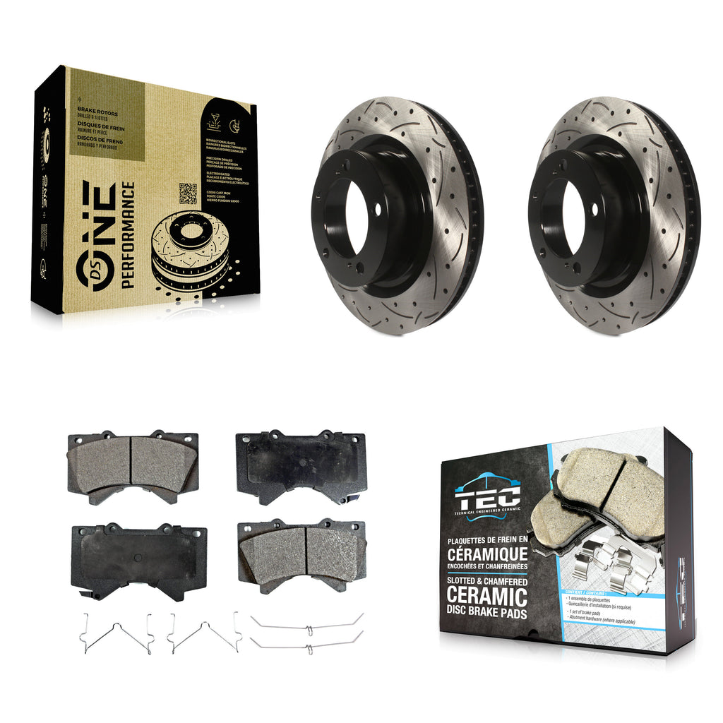 Front Drilled Slot Brake Rotor & Ceramic Pad Kit For Toyota Tundra Sequoia Lexus