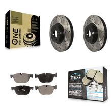 Load image into Gallery viewer, Front Coated Drilled Slotted Disc Brake Rotors And Ceramic Pad Kit For BMW X5 X6