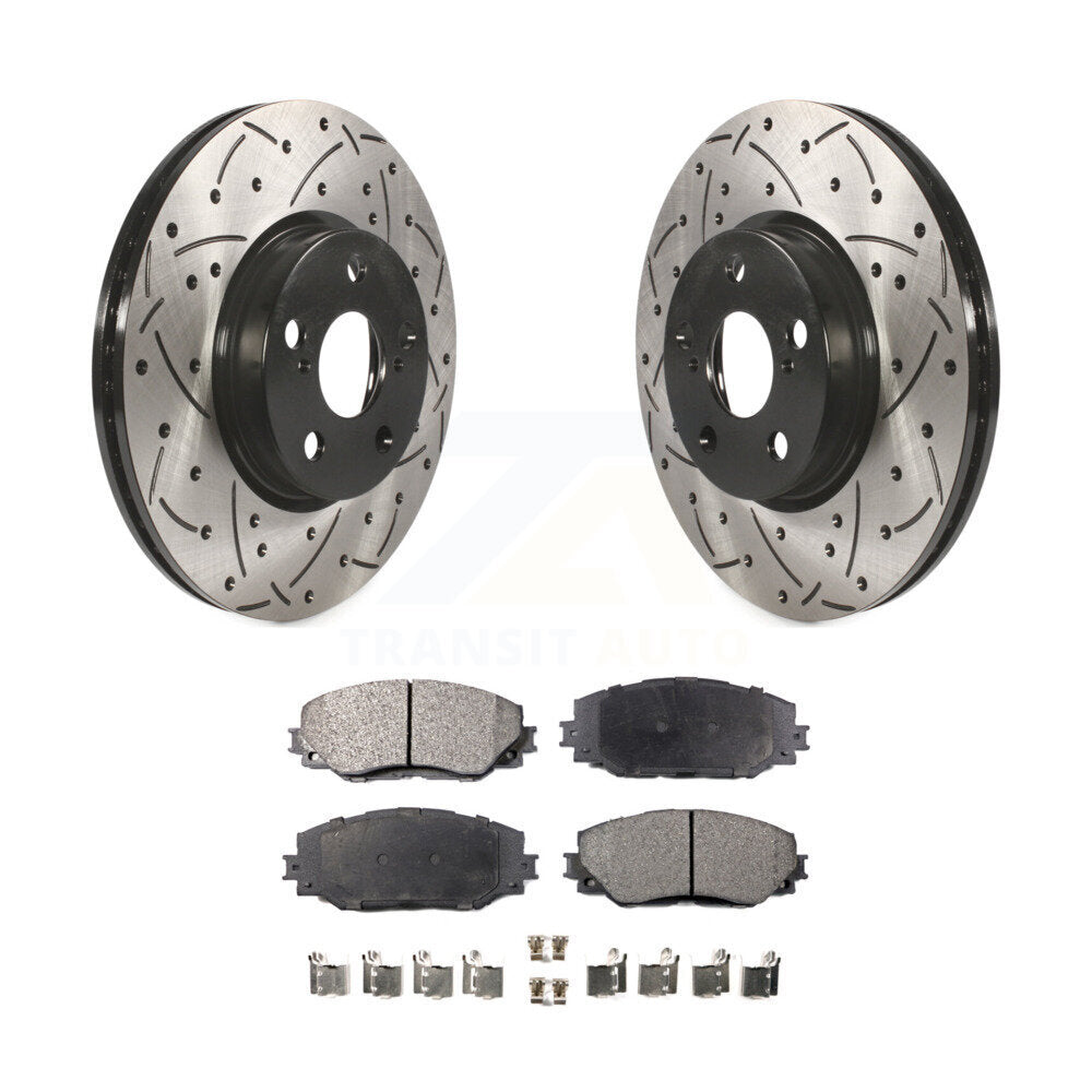 Front Drill Slot Brake Rotors Ceramic Pad Kit For Toyota Corolla Scion xD Matrix