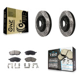 [Front] 2007-2012 Nissan Sentra SE-R Performance Drilled & Slotted Brake Rotor & Ceramic Pads Kit For Max Braking