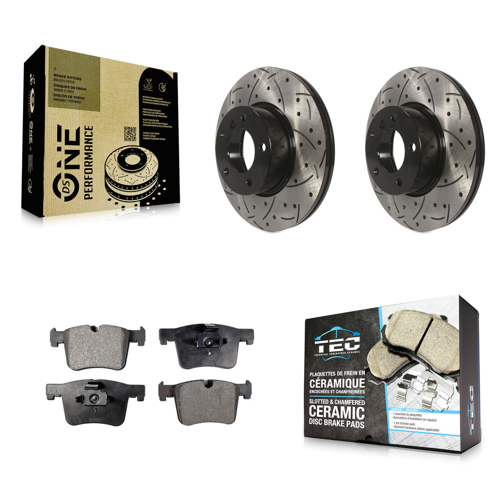 Front Drill Slot Brake Rotors Ceramic Pad Kit For BMW 328i xDrive 320i 330i 428i
