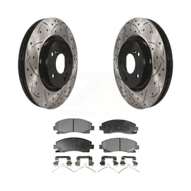 [Front] 2009-2014 Acura TL Performance Drilled & Slotted Brake Rotor & Ceramic Pads Kit For Max Braking