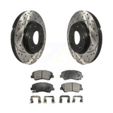 Front Drilled Slot Brake Rotors Ceramic Pad Kit For Hyundai Elantra Kia Forte GT