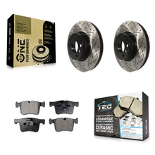 Charger l'image dans la galerie, Front Coated Drilled Slotted Disc Brake Rotors And Ceramic Pad Kit For BMW X3 X4