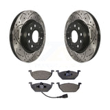 Front Coated Drilled Slot Disc Brake Rotors Ceramic Pad Kit For Volkswagen Jetta