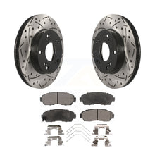 Load image into Gallery viewer, Front Coated Drilled Slotted Disc Brake Rotors &amp; Ceramic Pad Kit For Honda Civic