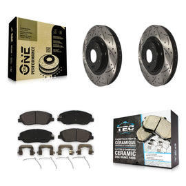 Front Coated Drill Slot Disc Brake Rotor Ceramic Pad Kit For Hyundai Santa Fe XL