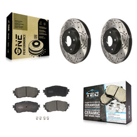 Front Coated Drilled Slotted Disc Brake Rotors And Ceramic Pads Kit For Mazda 6