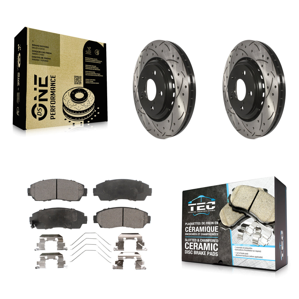Front Drilled Slot Disc Brake Rotor & Ceramic Pad Kit For Honda Odyssey Passport