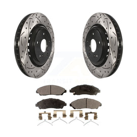 [Front] 2014-2016 Acura MDX Performance Drilled & Slotted Brake Rotor & Ceramic Pads Kit For Max Braking