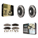 [Front] 2014-2016 Acura MDX Performance Drilled & Slotted Brake Rotor & Ceramic Pads Kit For Max Braking